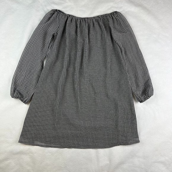 Urban Outfitters Ecote Black/White Gingham Off-the-Shoulder Shift Mini Dress S - Picture 2 of 5